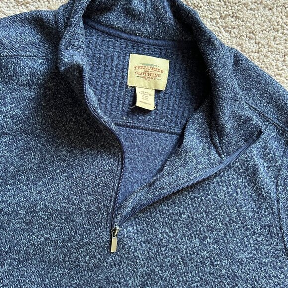 Telluride Clothing Company Quarter Zip Heather Blue Pullover Sweater Size XXL - Picture 3 of 7